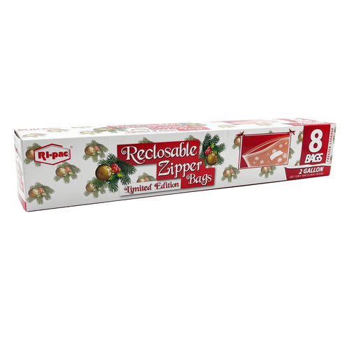 hx christmas print zipper bag 2 gal 8 ct -- 24 per case