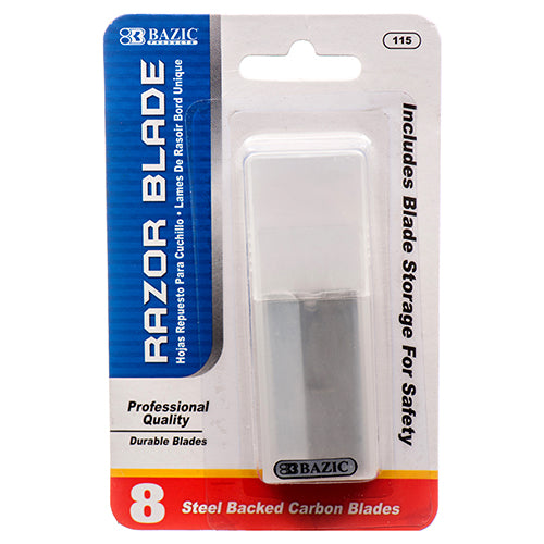 razor blade replacement 8 pc steel backed carbon  -- 24 per box