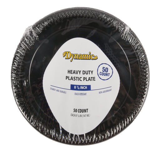 plastic plate 8 7 8inch 50 ct black -- 12 per case