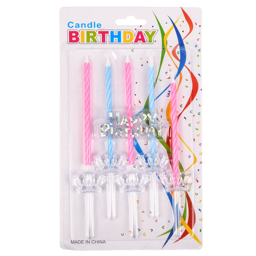 birthday candle 5pc w crown holder letter -- 12 per box