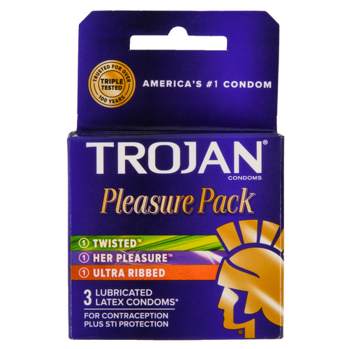 trojan condoms pleasure pack 3 pk -- 6 per box