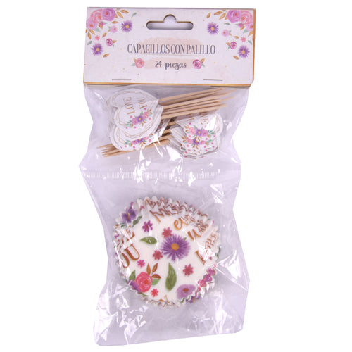 hm mother s day cake cups w flags -- 24 per box