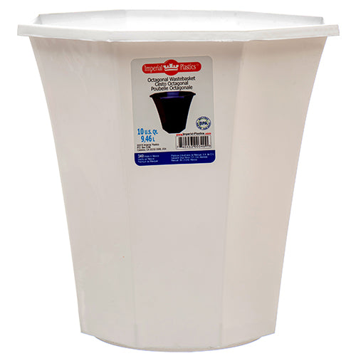 10qt octagonal wastebasket - asst colors -- 20 per case