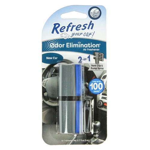 refresh car air freshener 2 in 1 vent clip and pump spray -- 24 per case