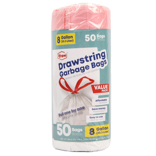 drawstring trash bag 8 gal 50ct -- 24 per case