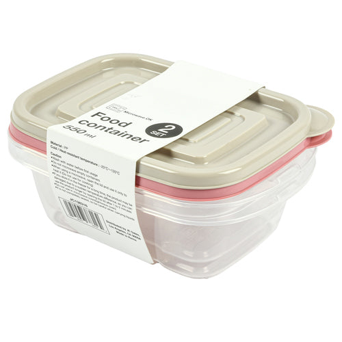 plastic food container rect. 2pcs 550ml -- 16 per case