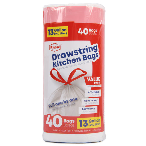 drawstring trash bag 13 gal 40ct -- 24 per case