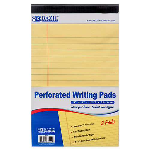 bazic legal pads 5 in x 8 in - 2pk - yellow -- 24 per case