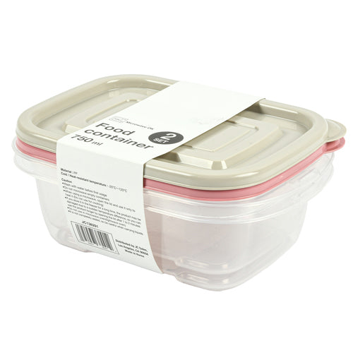 plastic food container rect. 2pcs 750ml -- 12 per case