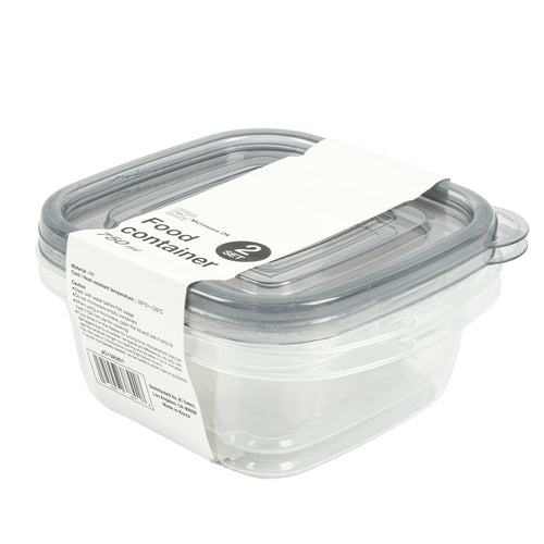 plastic food container sqare 2pcs 750ml -- 12 per case