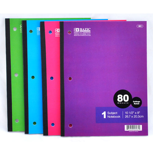 bazic notebooks - 80ct wireless college rule -- 24 per case