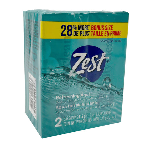 zest bar soap refreshing aqua 2 pk x 4.12 oz -- 24 per case