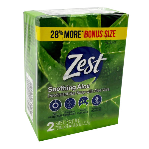 zest bar soap refreshing fresh aloe 2 pk x 4.12 oz -- 24 per case