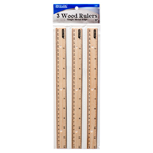 wooden ruler set - 3 piece - #bazic  -- 24 per box