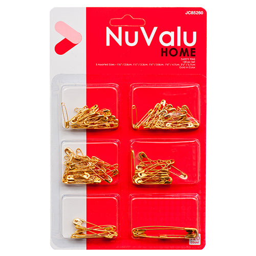 nuvalu safety pins - 120ct - gold  -- 24 per box