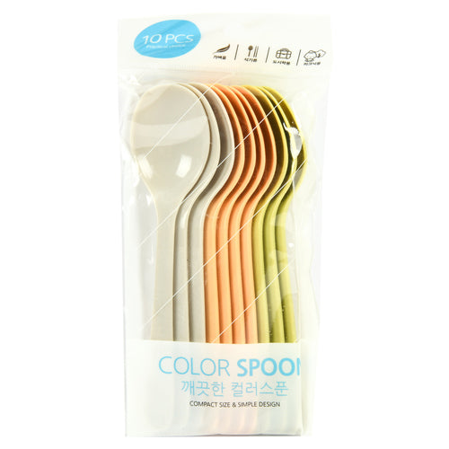 plastic spoon 10pcs w asst colors -- 12 per box