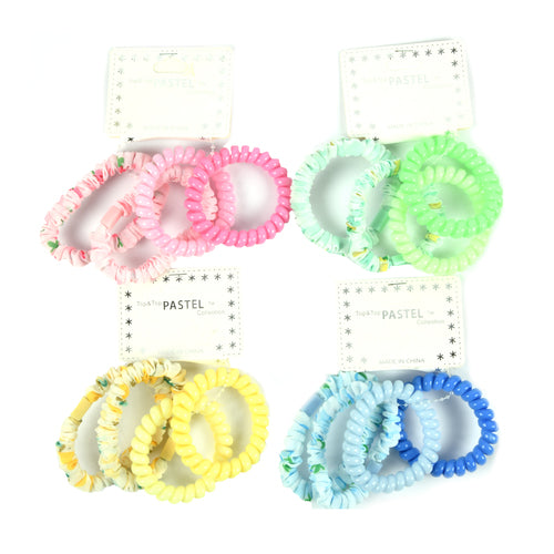 hair tie spiral 4pc asst colors -- 12 per box