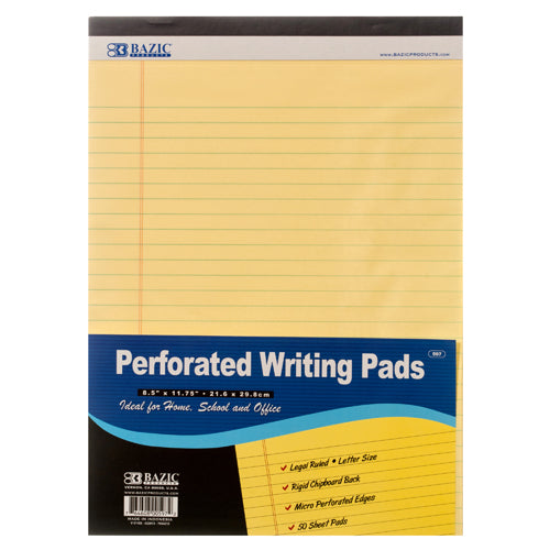 legal writing pads 8.5 x 11.75 - yellow -- 48 per case