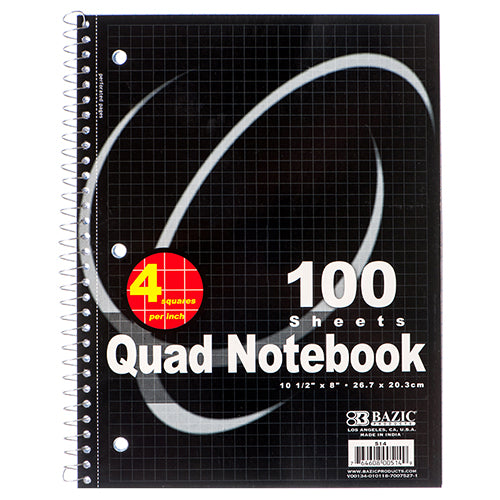 quad ruled notebooks - 100 count - bulk -- 24 per case