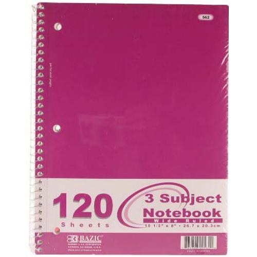 3-subject notebook - 120ct -- 24 per case