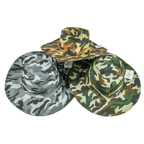 hat mens camo with button side -- 12 per box