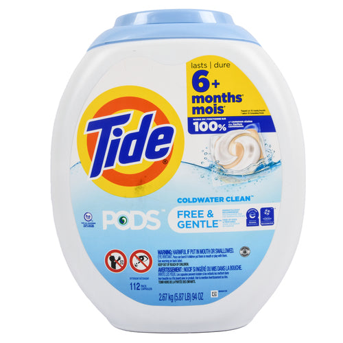 tide pods coldwater clean free gentle 112 ct -- 4 per case