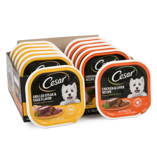 cesar dog food breakfast dinner flavor -- 24 per case