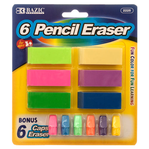 neon erasers - 12 assorted colors -- 24 per box