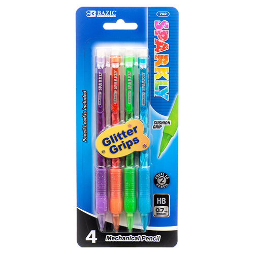 4pc sparkly pencil mechs - bazic  -- 24 per box