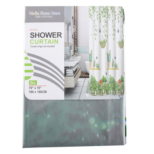 stella home green garden design shower curtain 70 x 70 -- 6 per box