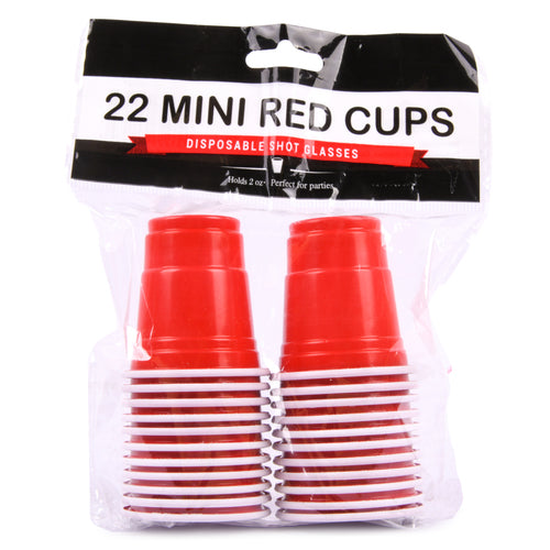 mini red plastic disposable cup 2oz. 22ct. -- 12 per case