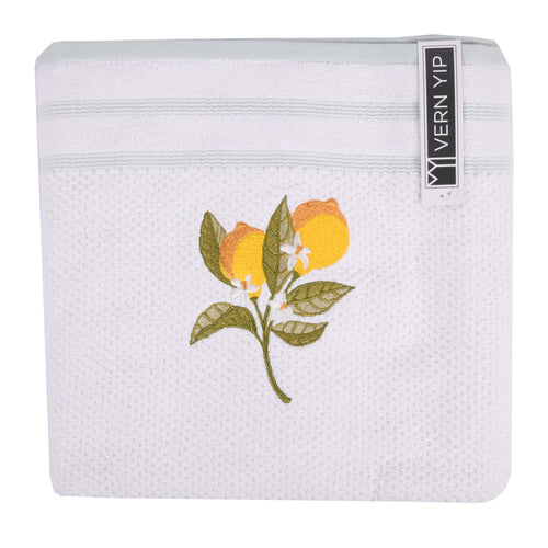 white bath towel embroidered citrus -- 16 per case