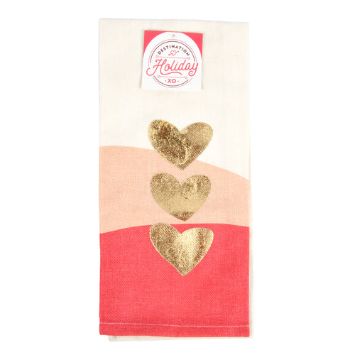 kitchen towel foil heart 18x28 destination holiday -- 24 per case