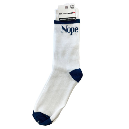 crew socks white navy blue nope stripe -- 30 per case