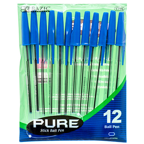 #bazic 12ct blue ink pens -  -- 24 per box