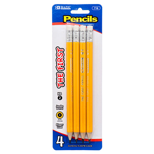 jumbo pencils #2 with eraser - 144 pack -  -- 24 per box