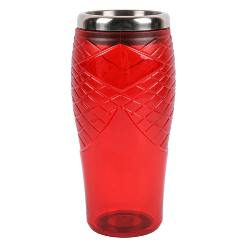 clear red plastic tumbler diamond pattern texture 16oz. -- 24 per case