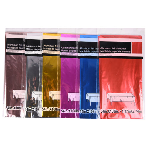 aluminum foiltablecloth asst metalic colors 54 x108 -- 12 per box