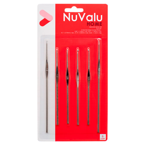 nuvalu needle crochet 6pc mix w/ blister pack - 360 pack -- 24 per box