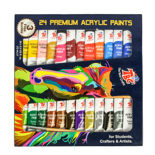 premium acrylic paint 24 ct w 3 brushes -- 30 per case