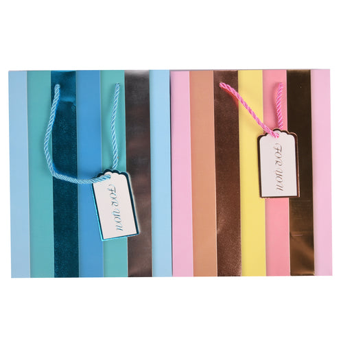 gift bag small stripped assorted colors -- 12 per box