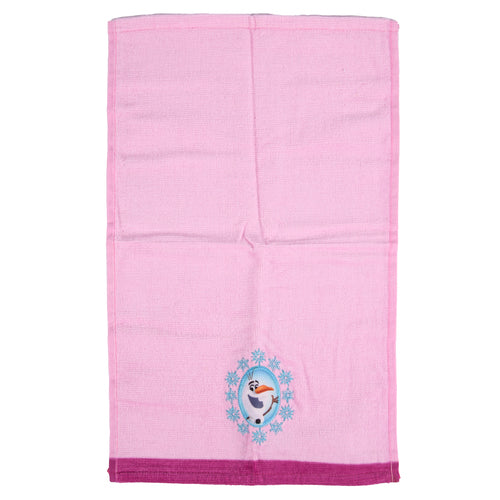 frozen hand towel pink w snowman -- 4 per case