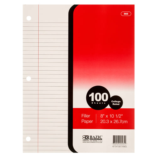 college rule filler paper - 100 sheets -- 36 per case