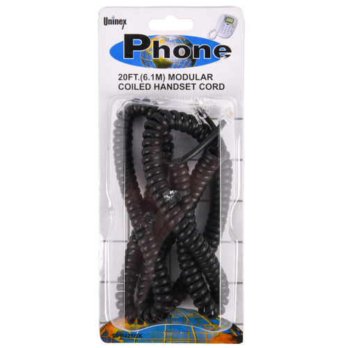 phone coil cord 20ft black -- 24 per box