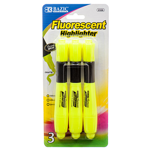 highlighters with grip - bulk - yellow - #bazic  -- 24 per box