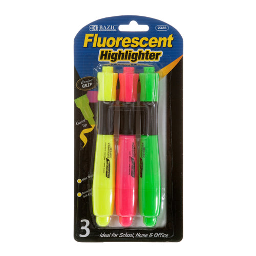 bulk highlighter sets w/ grip - assorted colors - aa pack -- 24 per box