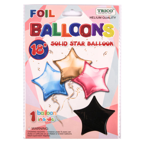 trico 18 star foil balloon black -- 10 per box