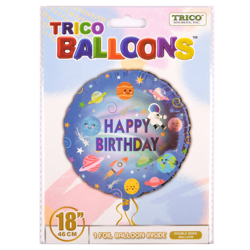 trico 18 happy birthday foil balloon blue -- 10 per box