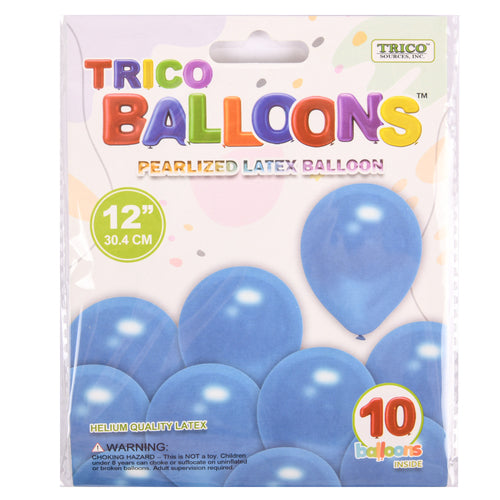 trico 12 pearlized latex balloon 10ct royal blue -- 10 per box