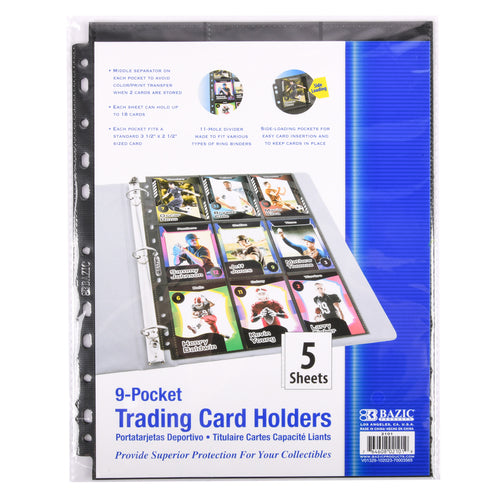 9-pocket double sided sports card holder 5ct -- 24 per box